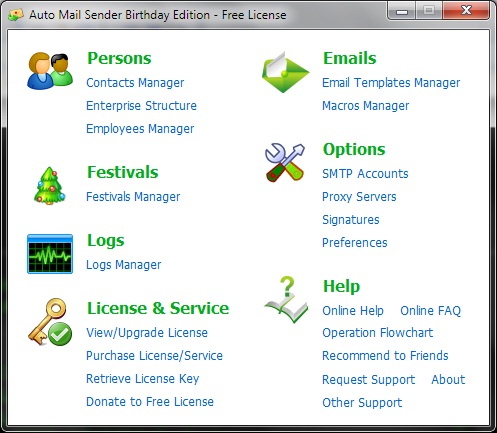 Auto Mail Sender Birthday Edition Main Interface (Unrelease)