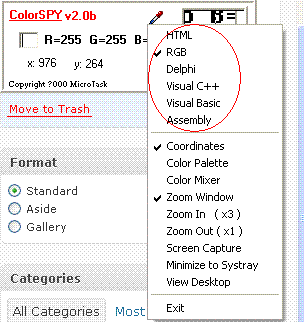 Change the format of color codes in ColorSPY.